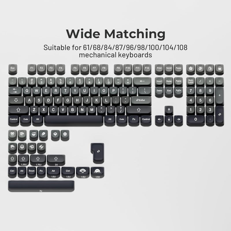 HITIME XVX PBT Keycaps-MOA Keycap, Custom Keyboard Keycaps 60 65 75 100 Percent, 5 Side Dye Sublimation, 132 Keys Keycap Set for Cherry Gateron MX Switches Keyboards, Gradient Gray - Image 3